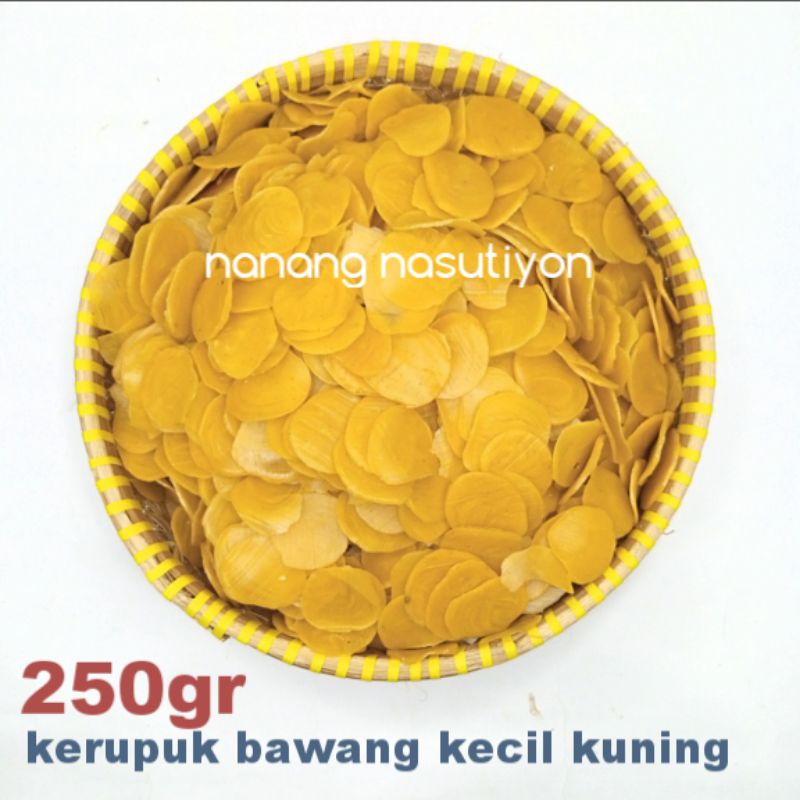 

Krupuk kerupuk bawang kecil kuning mentah netto 250gram