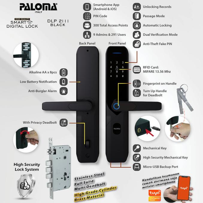 Paloma Dlp 2111 Digital Lock Smart Home Kunci Pintu Door Handle 2116