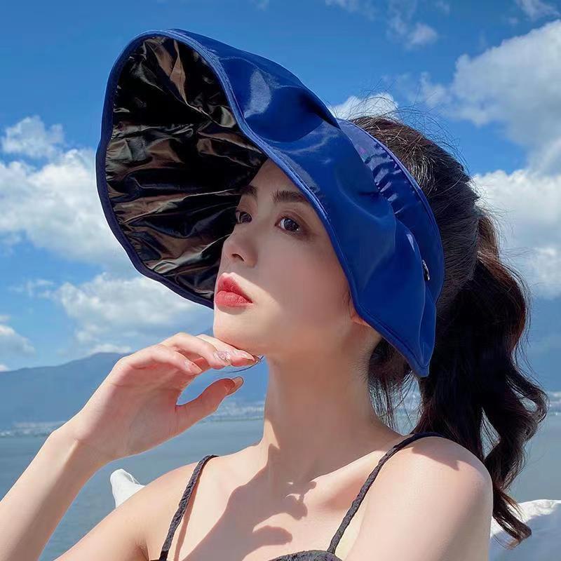 Topi Nelayan Wanita Topi Kerang Anti UV Topi Bucket Warna Solid Dalam 5warna