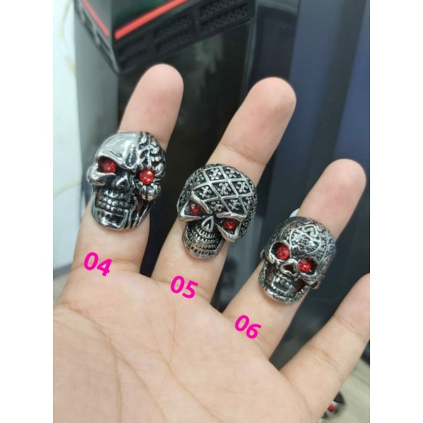 cincin tengkorak titanium asli/cincin pria kualitas premium