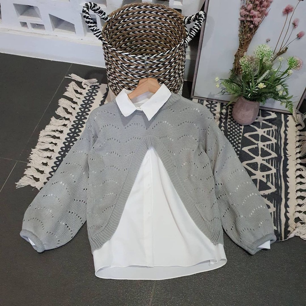Inez Moon Outer Rajut Wanita Model Croptop