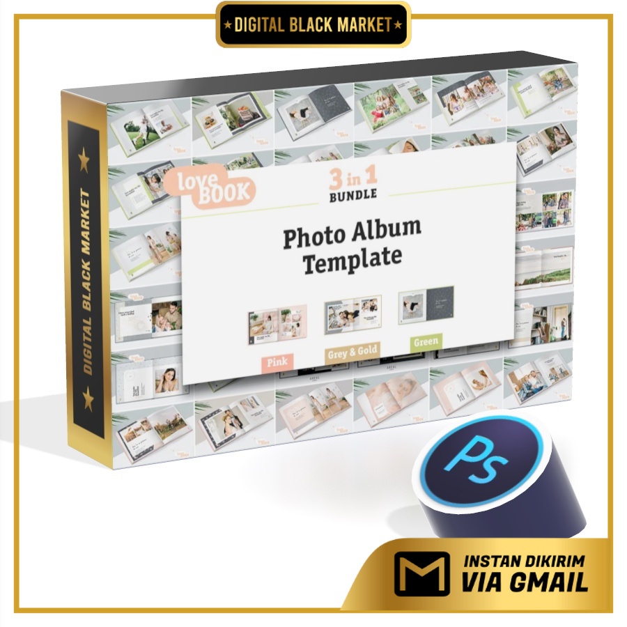 3 In 1 Photo Album Template Bundle - Photoshop &amp; Illustrator - Business Branding