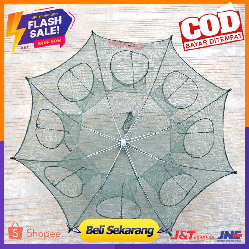 Jaring Pancing Ikan Hexagonal 8 Hole Fishing Net Trap Cage