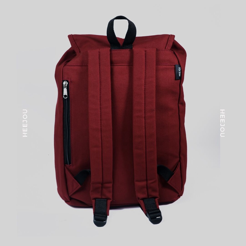 TAS LAPTOP RANSEL KULIAH SEKOLAH KANVAS VINTAGE HEEJOU TRAVELLO MAROON