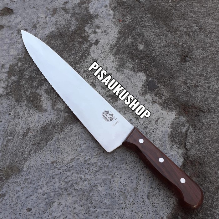 Pisau - Carving Knife Wavy Edge Victorinox Cap Payung Crossbow 31Cm 5.2030.31