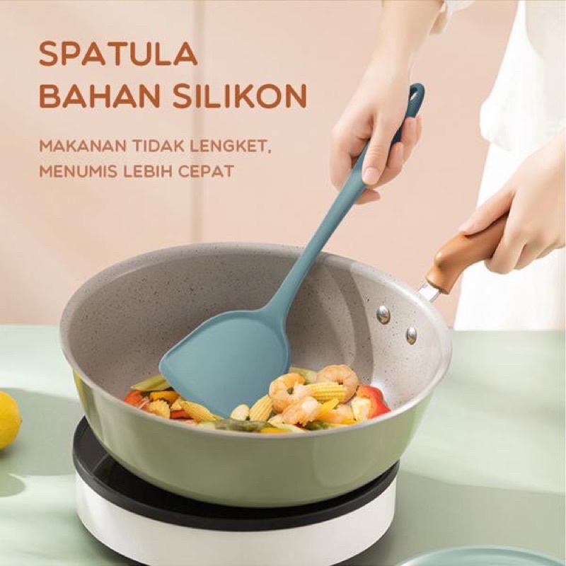 SAMONO SKW Alat Masak Plastik Spatula Sendok Sayur Silikon Kitchen Utensil Tahan Panas Food Grade Bir