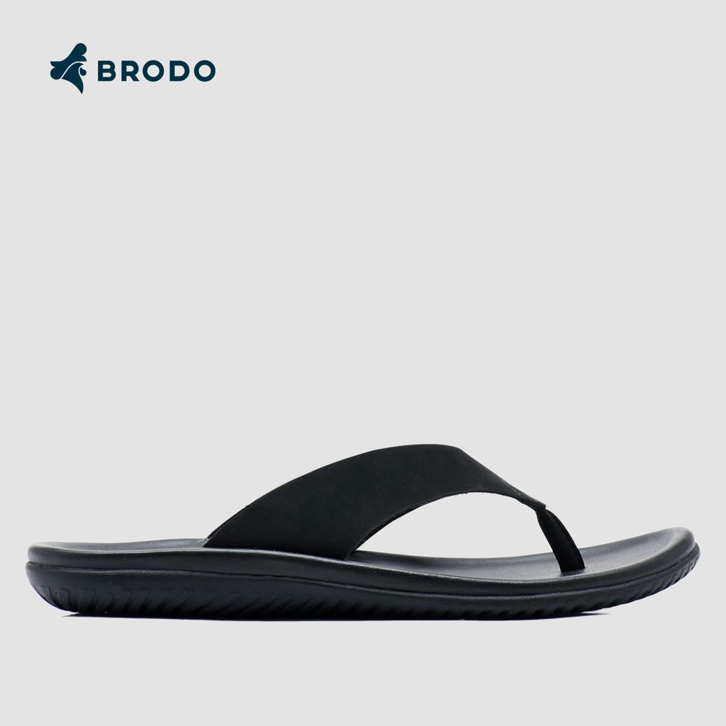 SENDAL JEPIT PRIA BRODO ORIGINAL - SANDAL CASUAL LOOK KEREN Flipper Full Black