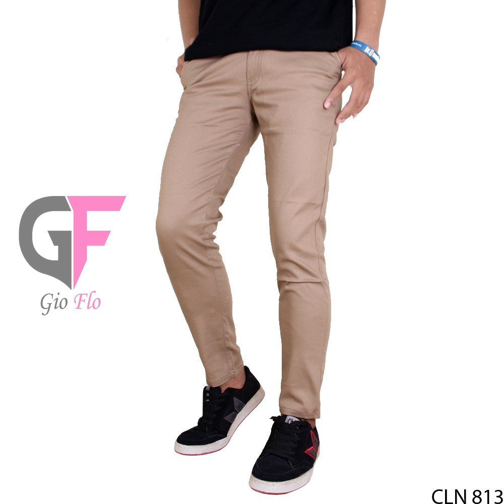 GIOFLO Celana Casual Kekinian Pria Chino Panjang Polos Coklat Tua / CLN 813