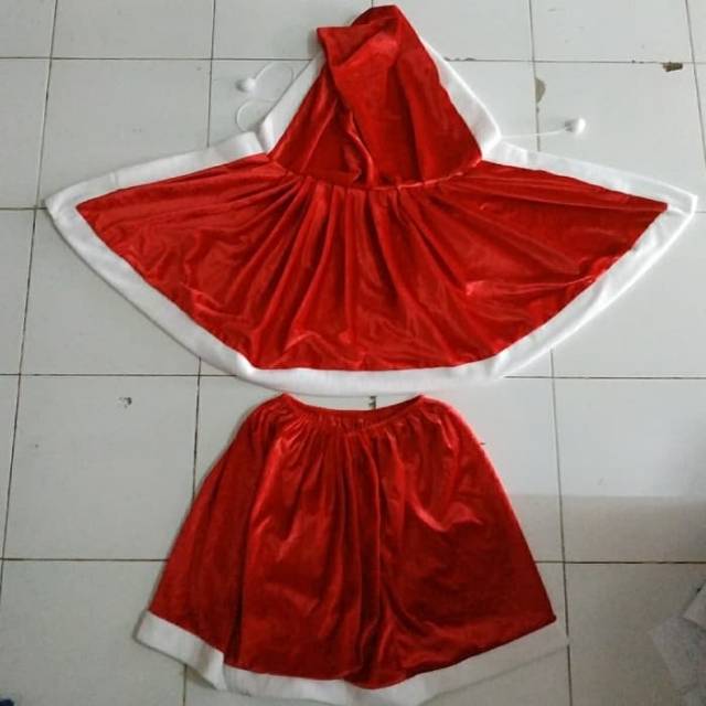 kostum natal santarina velvet christmas skirt