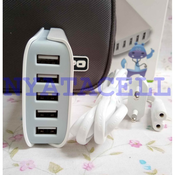 Charger Hippo Dimy 5 Port USB 6A/Smart IC Travel Adaptor (Simple Pack)   termurah