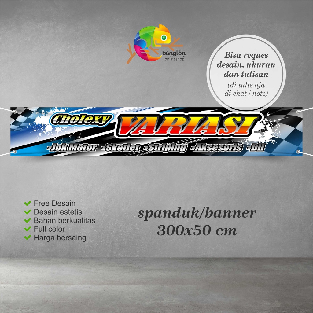 Jual Size 300x50 Cm, Spanduk Banner Bengkel Variasi, Racing, Dll ...