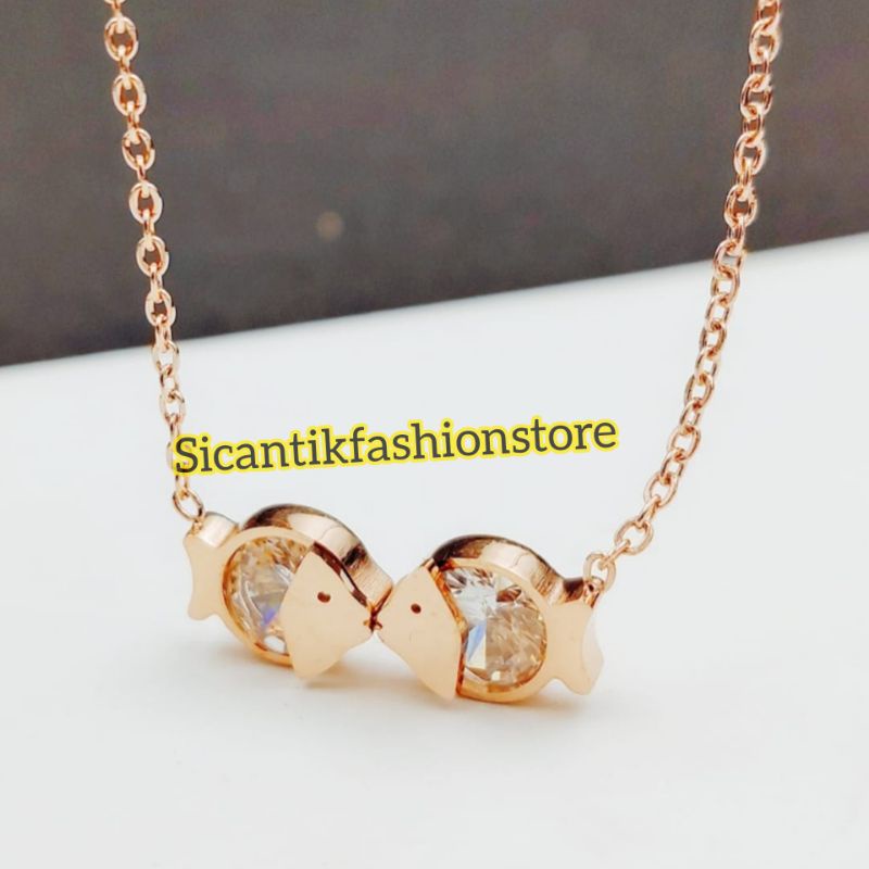 Kalung Wanita Rose Gold Kalung Titanium Wanita Terlaris Anti Karat Perhiasan Wanita Terlaris Elegan