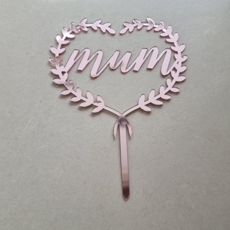 Topper Acrylic Flexi Mum Pink Hiasan Kue Mother's Day / Akrilic Happy Mothers Day