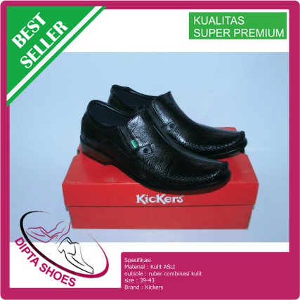sepatu kickers pantofel sepatu pria sepatu kulit kickers septu kerja - Hitam, 43