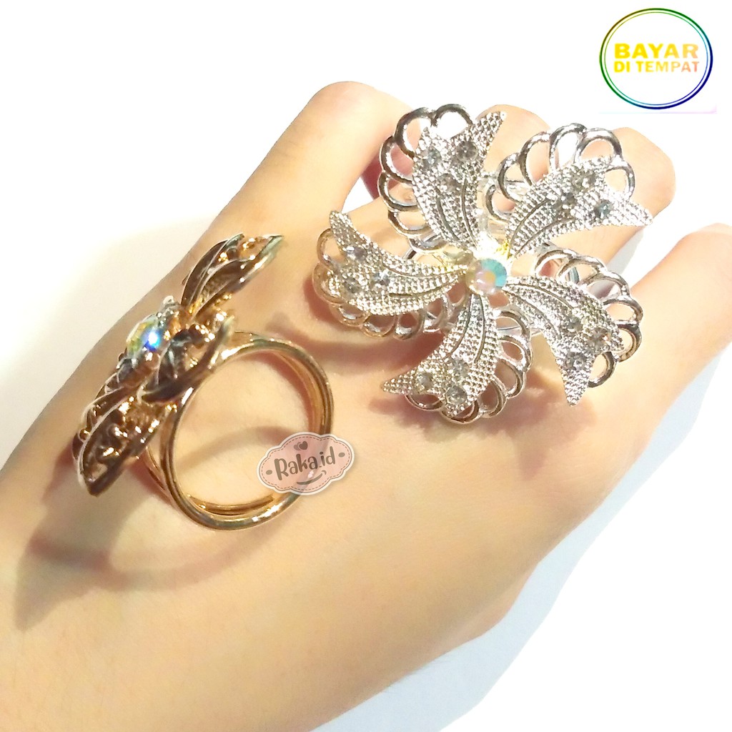Raka Acc - 1 PCS RING HIJAB MODEL BUNGA AKSESORIS HIJAB / BROOCH / BROS HIJAB JILBAB