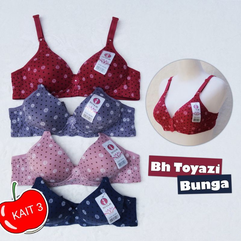 BH WANITA BUSA MOTIF BUNGA PREMIUM MURAH 34 36 38 40(BH PITA TENGAH)