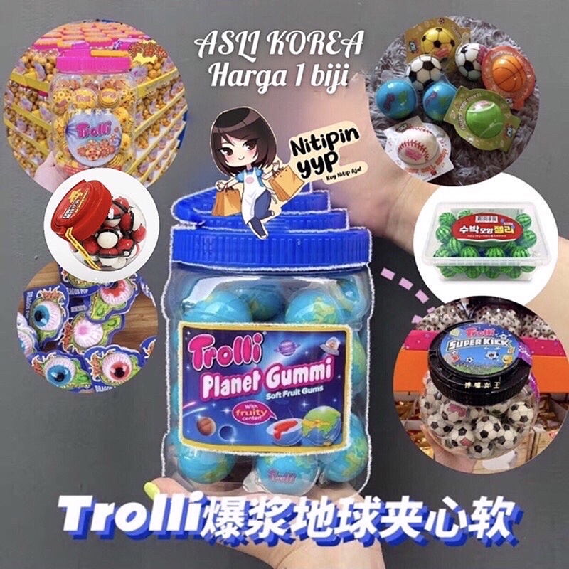 [ASLI KOREA] Korean Trolli Planet Soccer Chewy Gummy - Permen Trolly Jelly Gummi Viral - SCF Sportball Watermelon Pokemon Duck Yoghurt Peach Jelly Gummy (18,8gr)