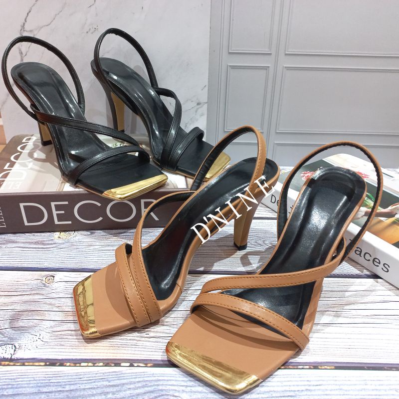 Chaterina heels sandal ujung gold YY 08