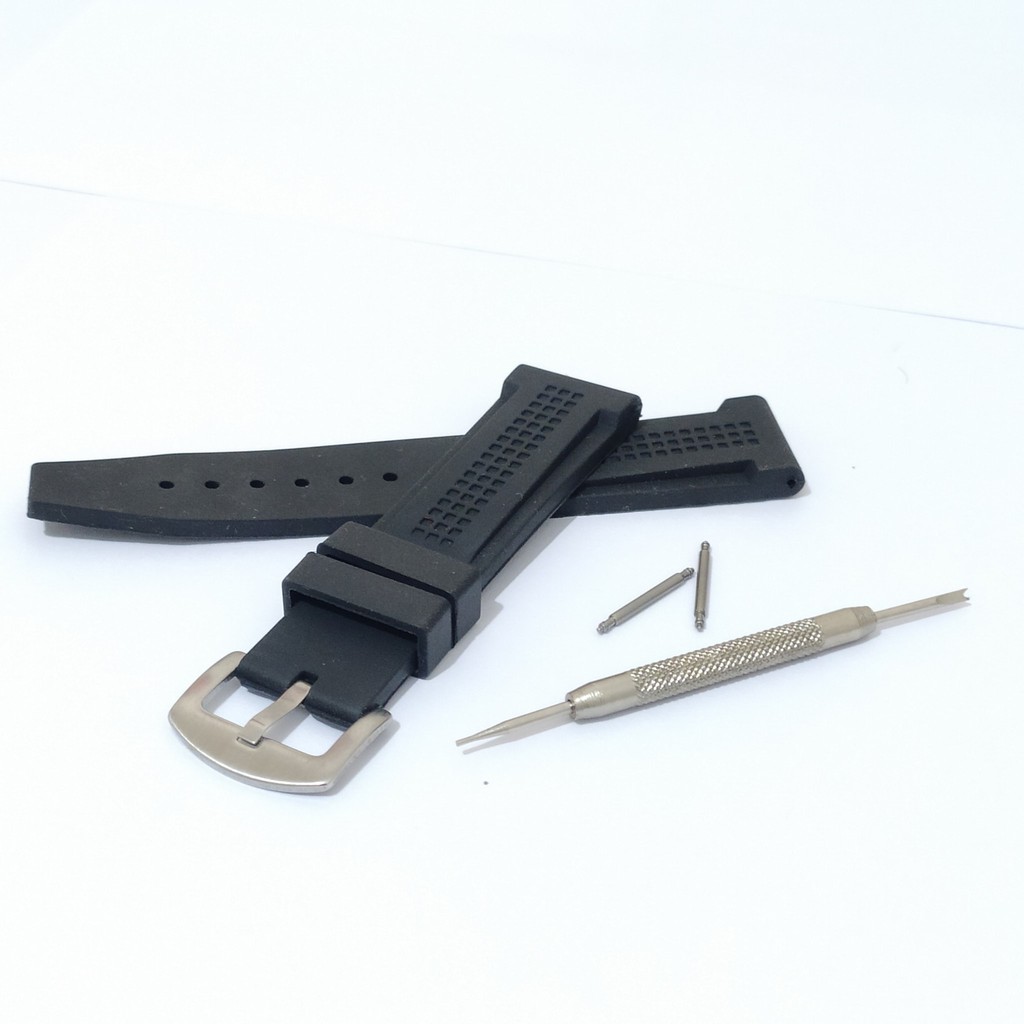 Tali jam tangan Rubber Karet Strap Rubber 22mm Alpha 2022 Silver.