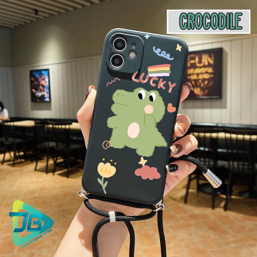 SOFTCASE SILIKON SLINGCASE TALI LANYARD STRAP PHONE MACARON PELINDUNG KAMERA CROCODILE OPPO VIVO SAMSUNG XIAOMI REALME IPHONE ALL TYPE JB5367