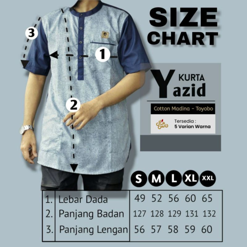 Kurta Pria Koko Pria Yazid Bahan Cotton Madian Toyobo