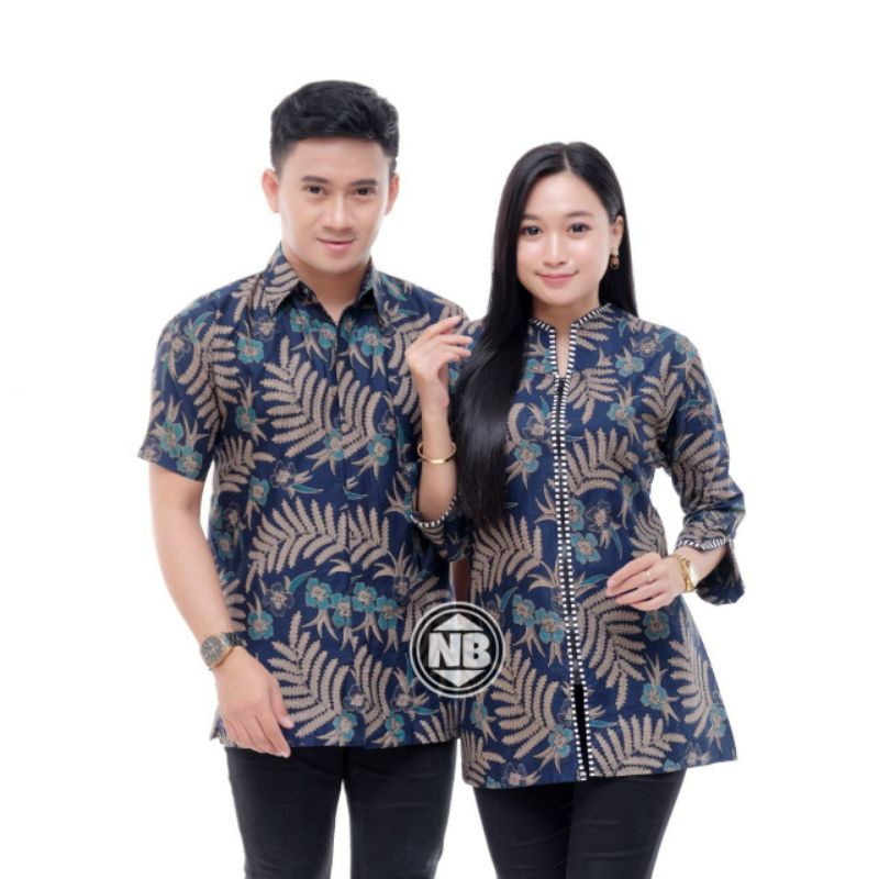 Nayshi Batik HRB026 Couple Batik Sarimbit Atasan Blouse Batik Kipas Hitam Sogan Kenongo  Termurah