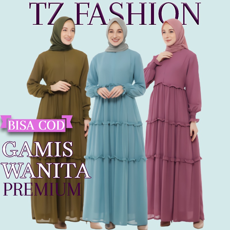 Dress Baju Gamis Wanita Dewasa Kekinian Syari Syar'i Model Terbaru Kondangan Harian Busui friedly Pa