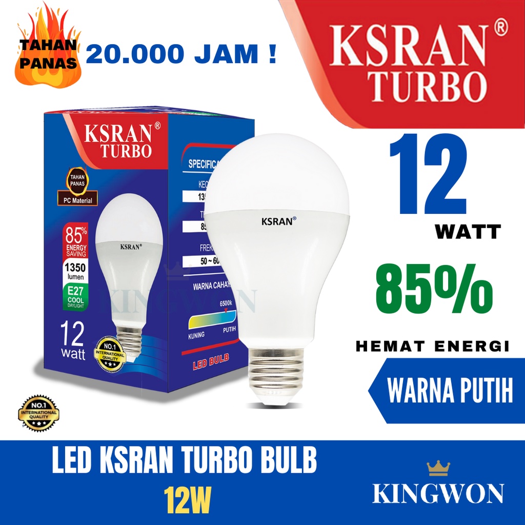 KSRAN Lampu LED 12 watt TURBO - Putih BULB