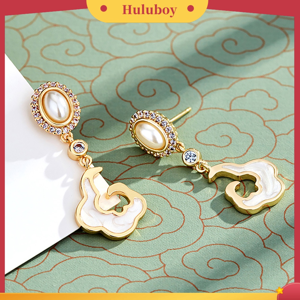 Hu Hu Hu Hu Hu Alat Bantu Pasang Kacamata♡ 1 Pasang Anting Stud Rumbai Panjang Bentuk Kipas Gaya China Elegan Untuk Pernikahan