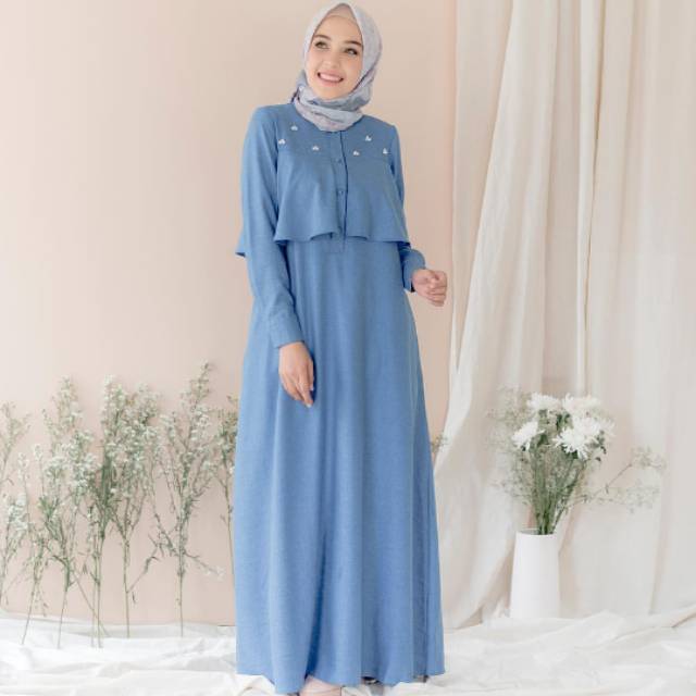 Ava Dress Sea Blue XL Wearing Klamby