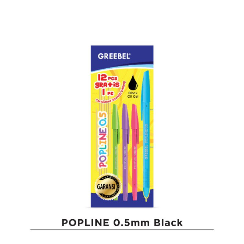 

Greebel pulpen/ballpoint/pen popline 0.5 black (12+1)