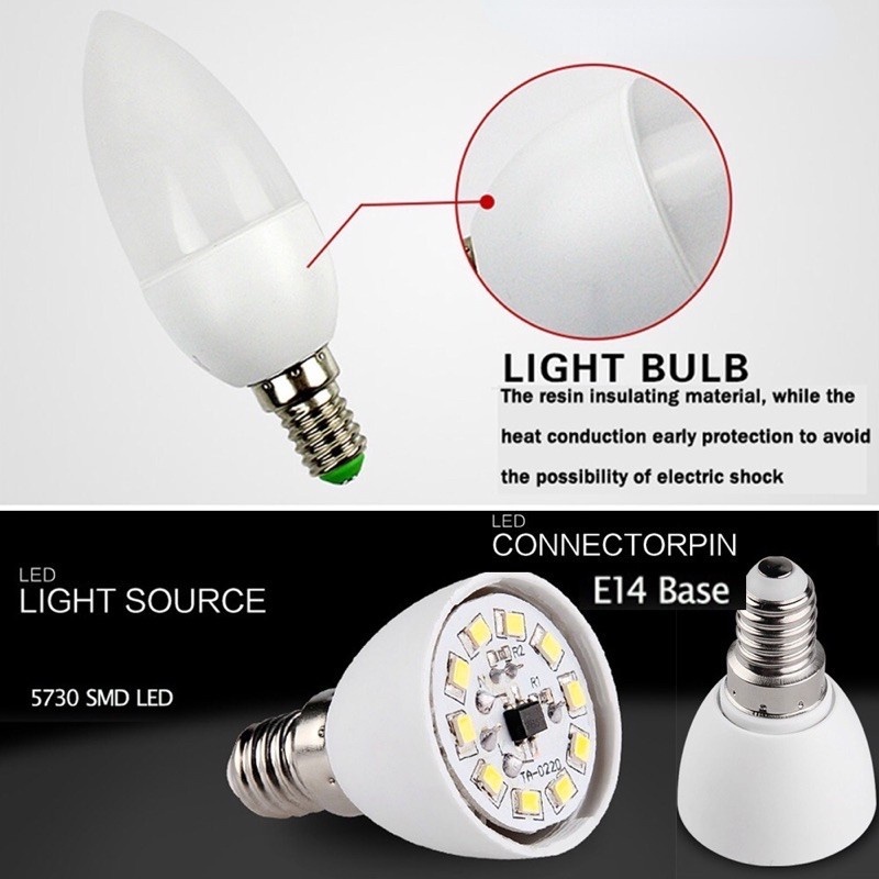 [ NEW E14 E27 LED Candle Light bulb Decor For Home Living Room bedroom Chandelier Lighting ]