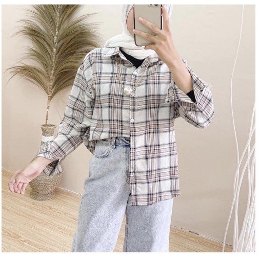 GSC - Kemeja MERYYL Flanel Shirt / Kemeja Wanita Oversized Kotak Flanel Tartan