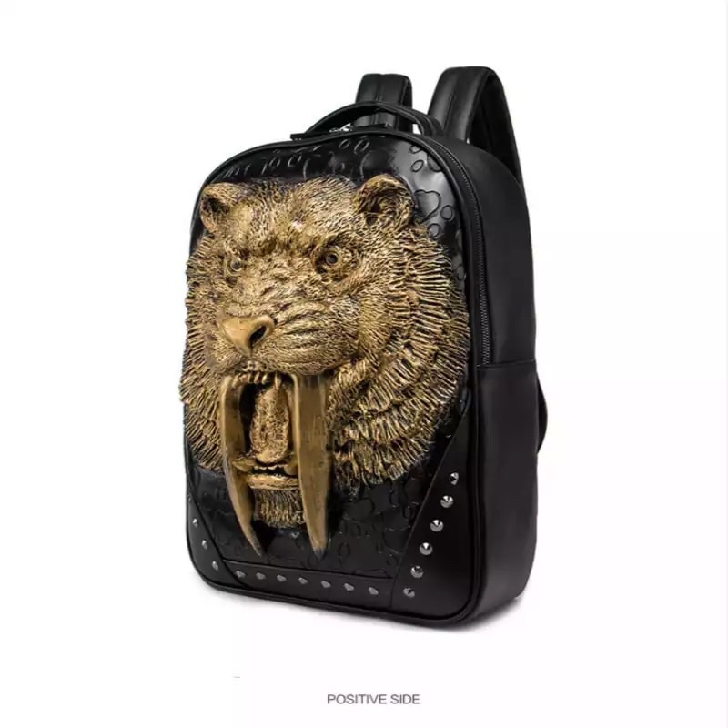 TAS RANSEL IMPORT PRIA WANITA TIGER 3D LEATHER ROCK PUNK ASIA EROPA AMERIKA