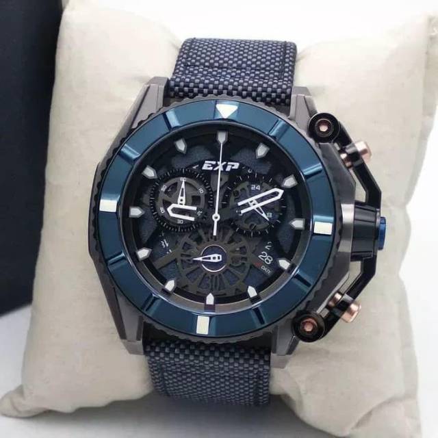 Jam Tangan Pria Expedition EXP E 3009 M Blue Gun Black Original 49mm zksyvc
