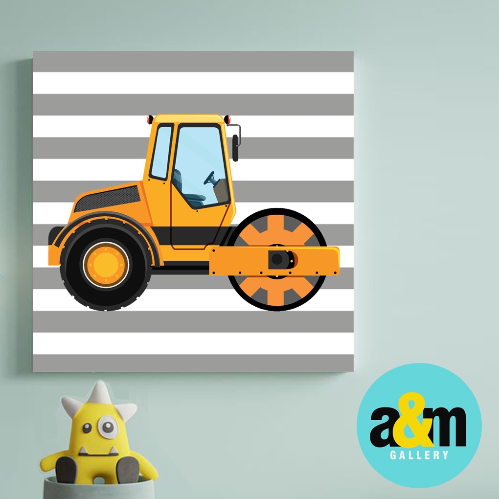 Hiasan Dinding Kamar Anak Gambar Kendaraan Alat Berat ( 20 X 20 ) Pajangan Anak Dekorasi Bayi Wall Decor Tema TRANSPORTASI - A&amp;M