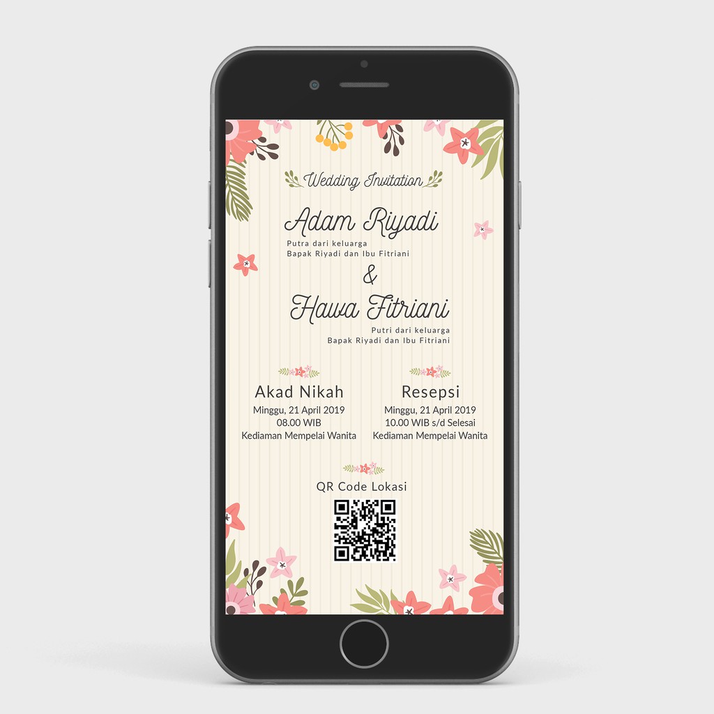 Undangan Pernikahan Digital/Wedding E-Invitation Unik Lucu Floral A22