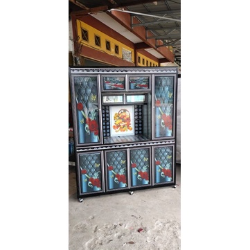 stiker rak kaca motif bunga merah