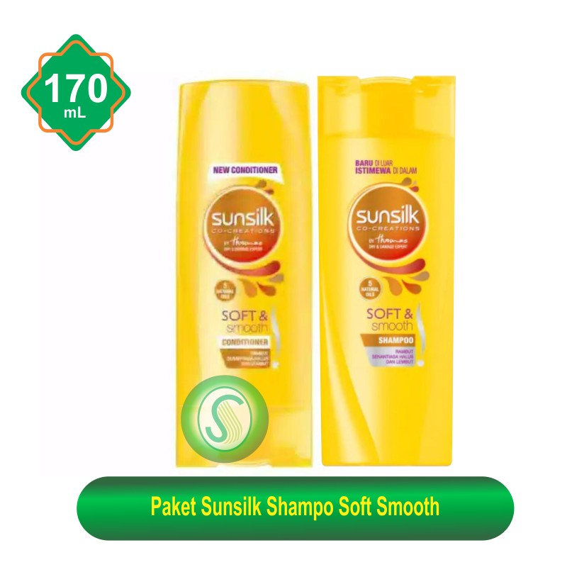 PAKET SUNSILK Soft Smooth (kuning) Shampoo + Conditioner 170 mL