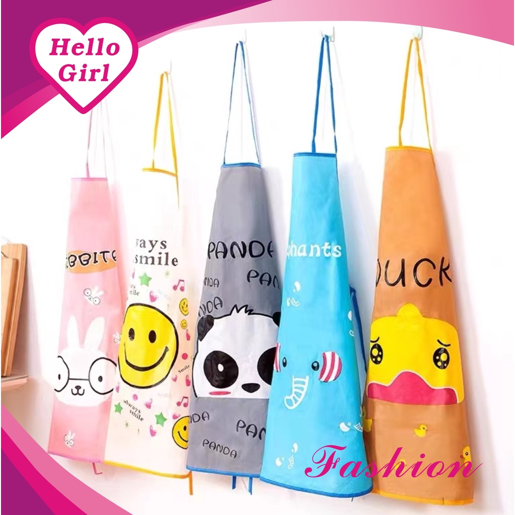 (Hello Girl)D20 Apron Masak Celemek Dapur Anti Air Motif Kartun Import