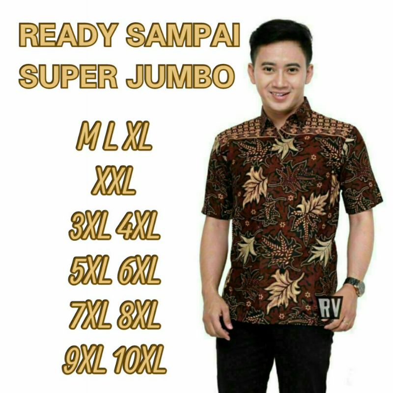 Hem Kemeja batik pendek motif jati baju distro murah M-10XL reguler super jumbo seragam kantor