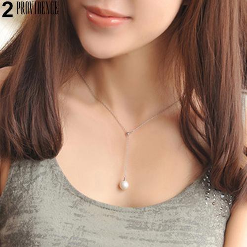 [Bayar Di Tempat]Adjustable Faux Pearl Pendant Kalung Selangka Rantai