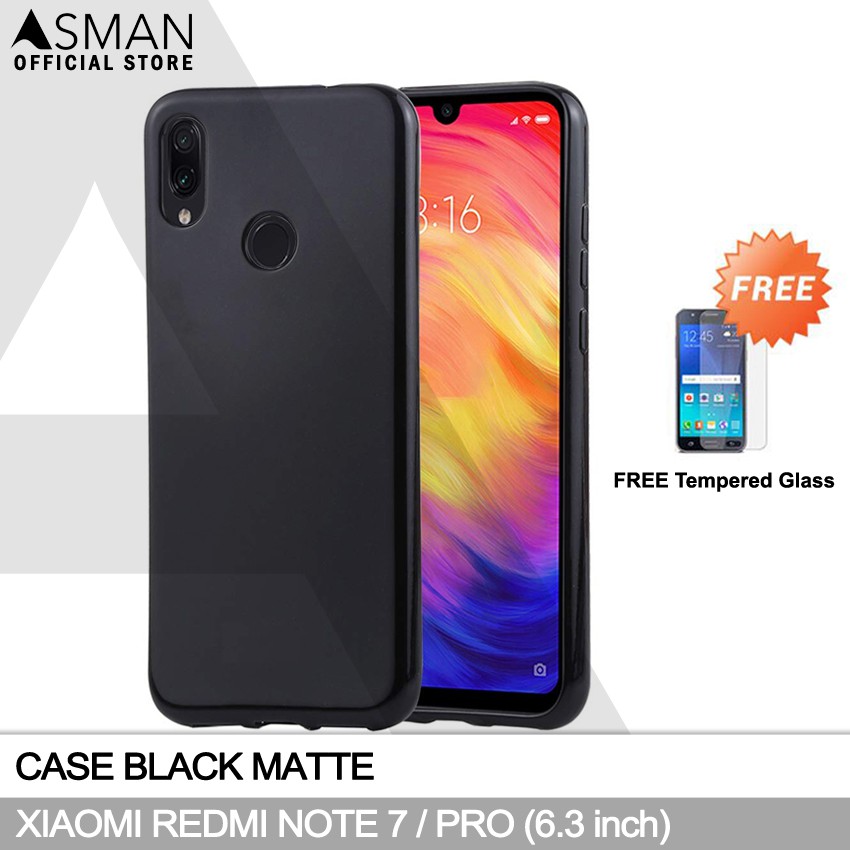 Ultraslim Xiaomi Redmi Note 7 / Pro (6.3&quot;) | Soft Case Black Matte + FREE Tempered Glass