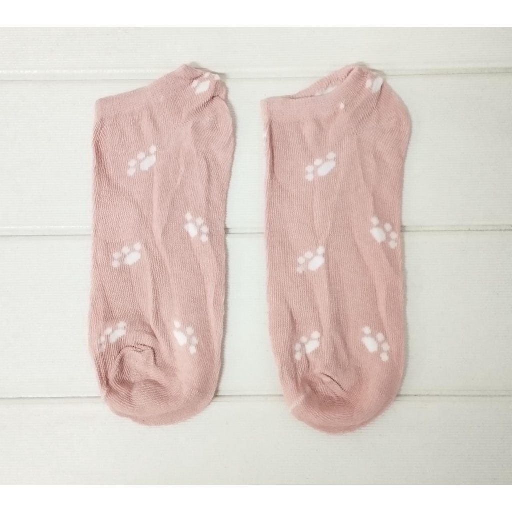 MurmerOfficial Kaos Kaki Wanita Motif Pink Cat Kucing Meow Fashion Korea Women Sock Import Murah KK012