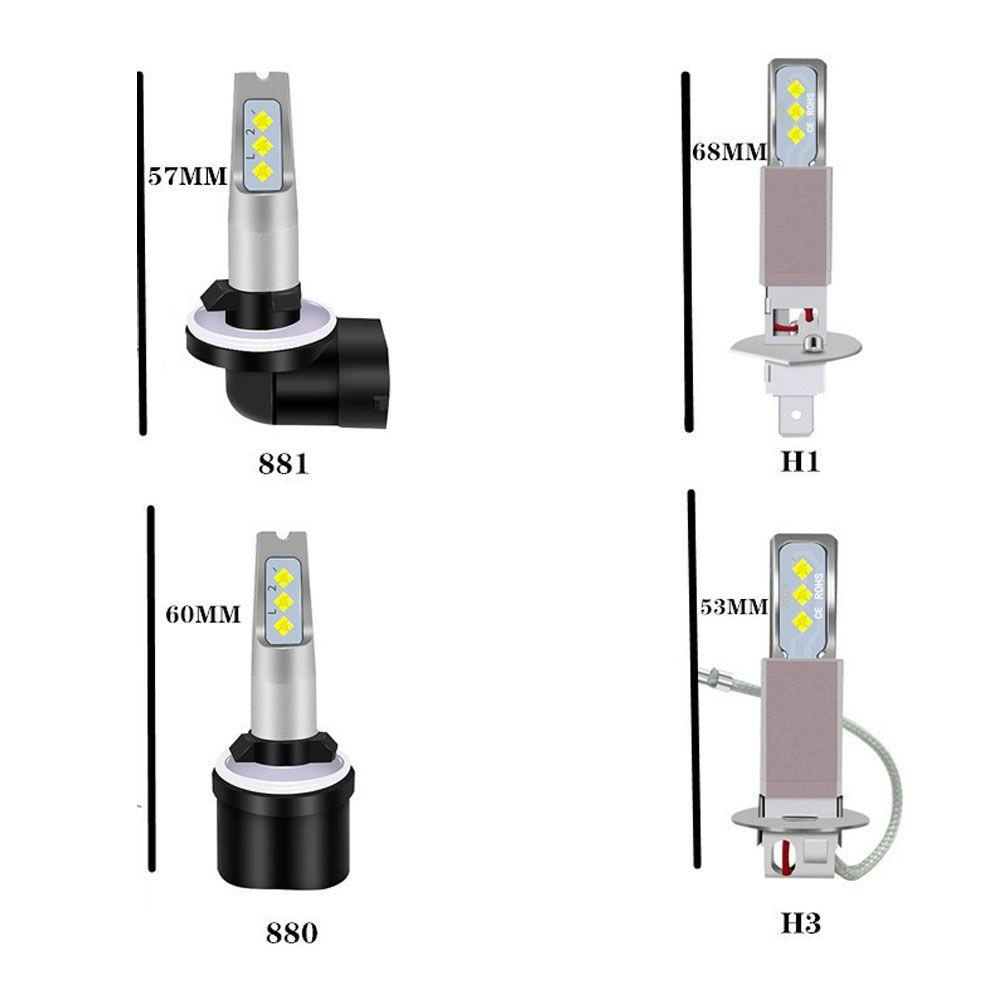 Populer Lampu Kabut Mobil Putih 2Pcs H1 H3 880 881led Super Terang DRL