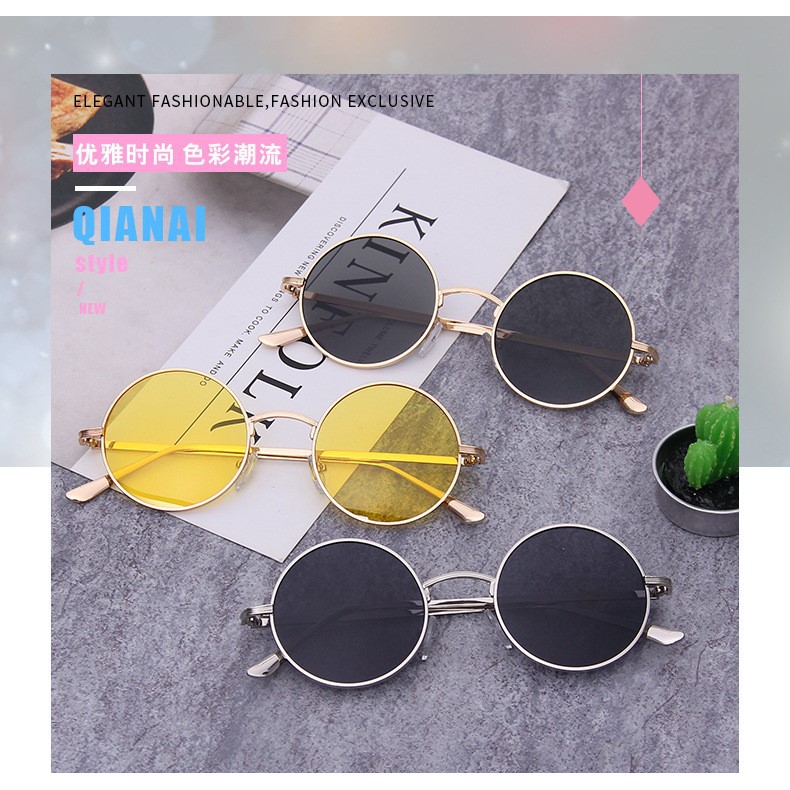 ELFYDO K203 Kacamata Bulat Hitam Sunglasses Fashion Wanita Pria