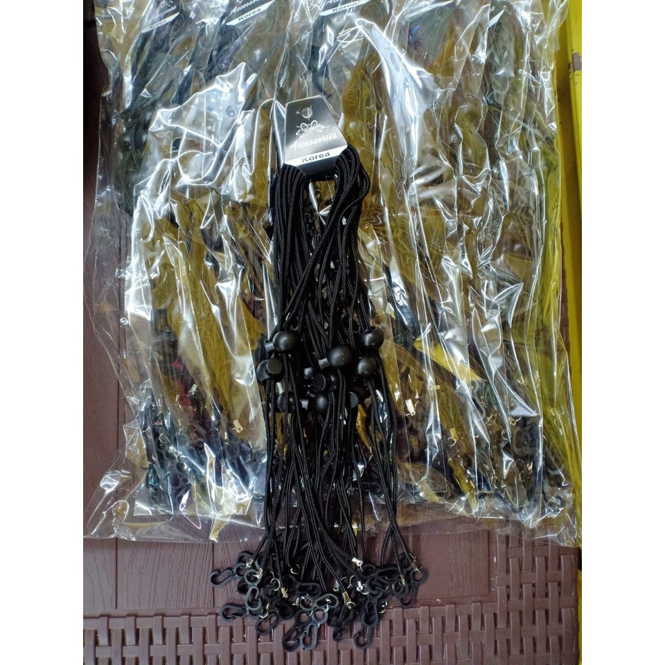 HWLB Tali Kalung Masker warna hitam 1 pcs 70 cm pengait plastik hitam