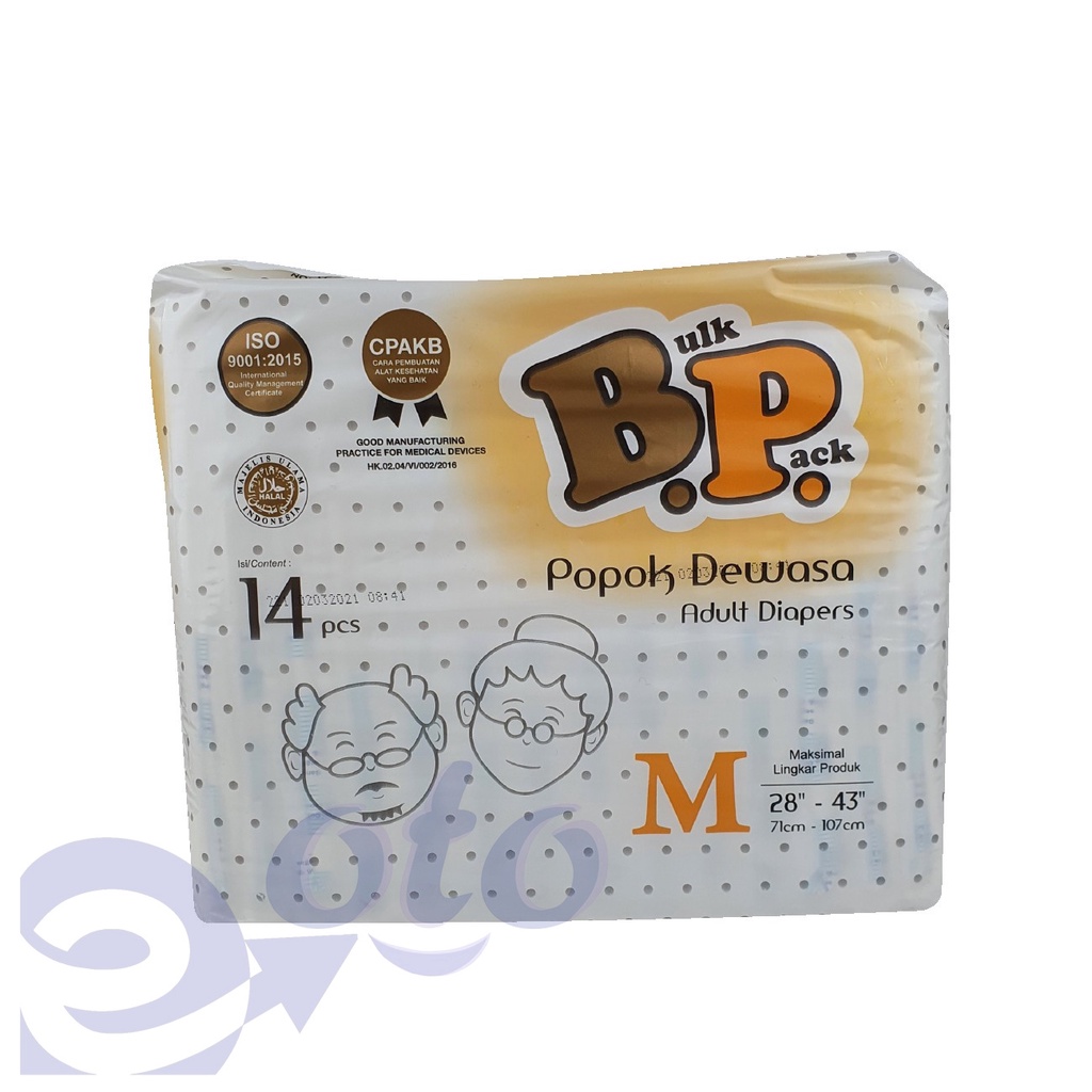 BP Popok Dewasa model Perekat Adult Diapers ukuran 14 M / 14 L / 12 XL