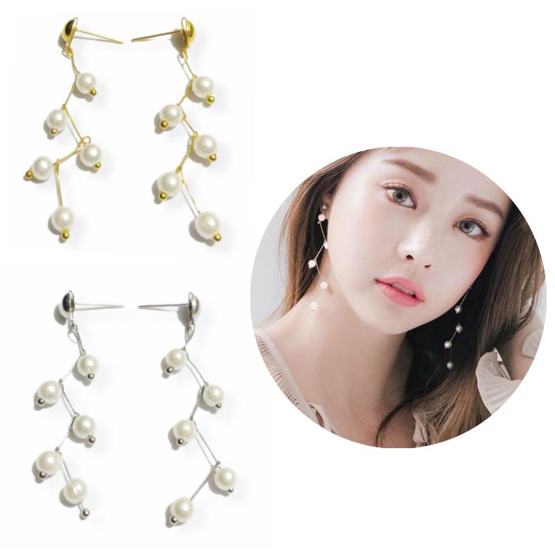 Gretha Korean Pearl Stud Earrings Anting Tusuk Mutiara Korea Ranting Rangkai