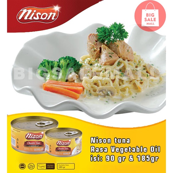 Nison Chunk Tuna in Vegetable Oil 185 gr &amp; 90 gr  Siap dihidangkan ready to served cocok disajikan